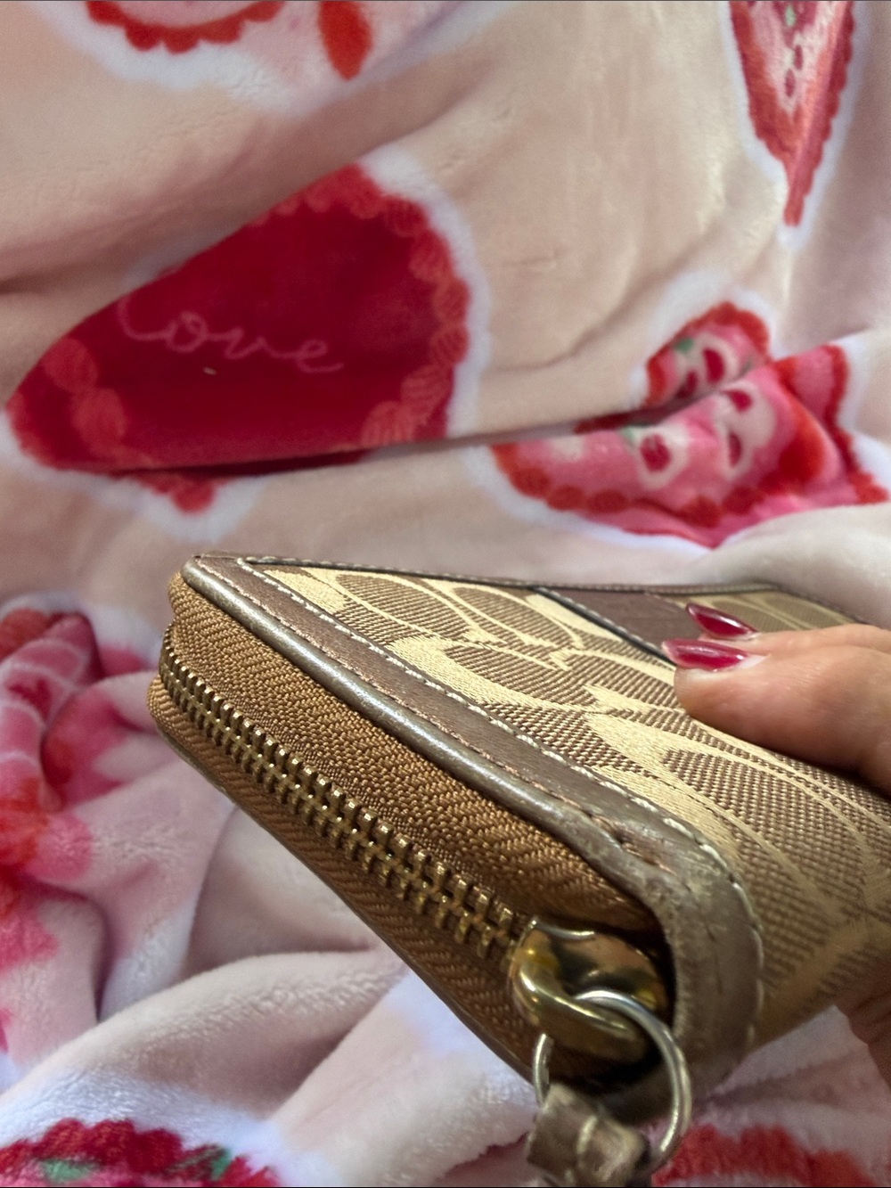Coach Brown Signature Zip Wallet - Picture 4 of 10